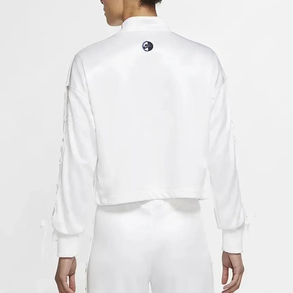 Nike Sportswear Cropped Casual‎ Stand Collar Track Jacket White Medium